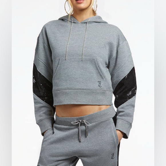 Juicy Couture Tracksuit Hoodie (Small) & Joggers (Medium) Gray with Sequins Set - Picture 2 of 9